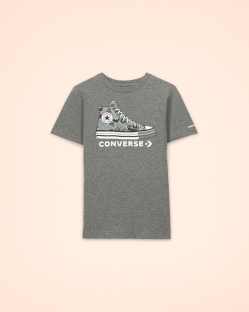 Converse Printed Sneaker Erkek Çocuk Tişört Gri | 3701529-Türkiye